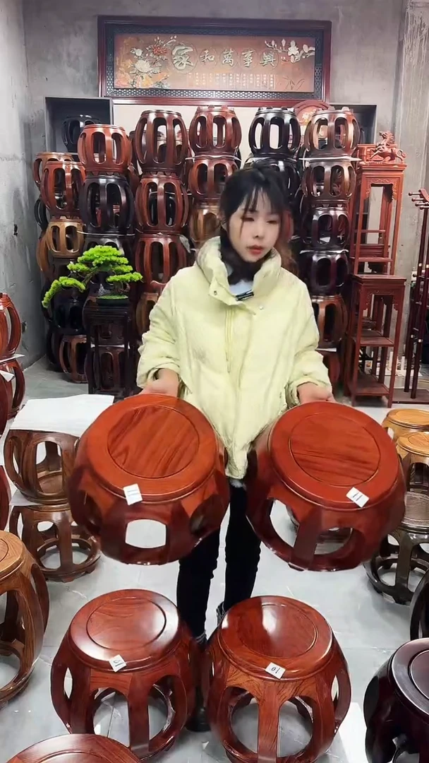 【闪购商品】花梨木类家具花梨木花梨色小号鼓凳一对11号