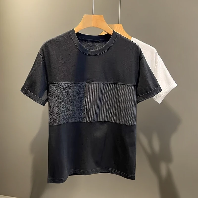 冰丝短袖t恤男士夏季薄款宽松半袖圆领上衣体恤山系风休闲衣服潮