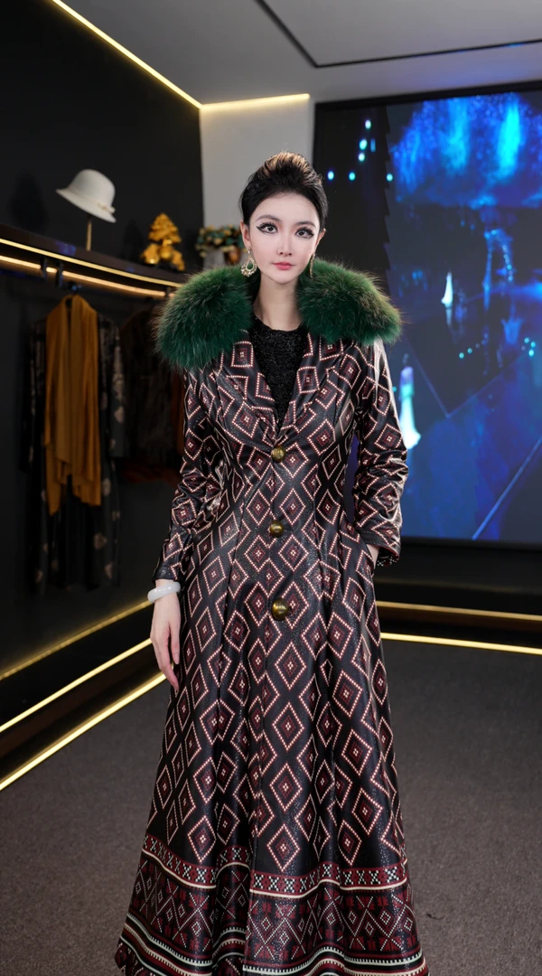 YINGHOU【曼曼】时尚复古轻奢气质设计师秋季冬风衣外套66307