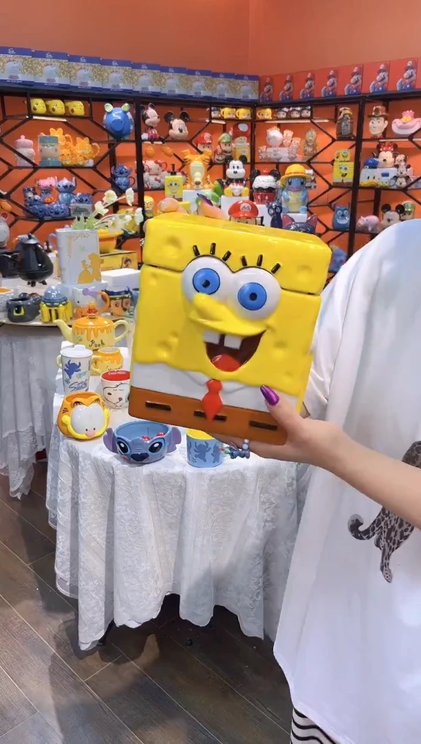 瓷片@@海绵宝宝陶瓷饼干罐