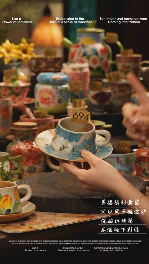 陶瓷694景德镇高温釉下彩绘设计师款式