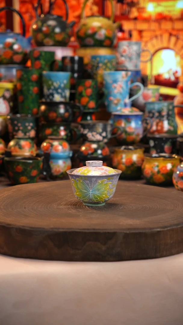 油画   釉下彩 盖碗