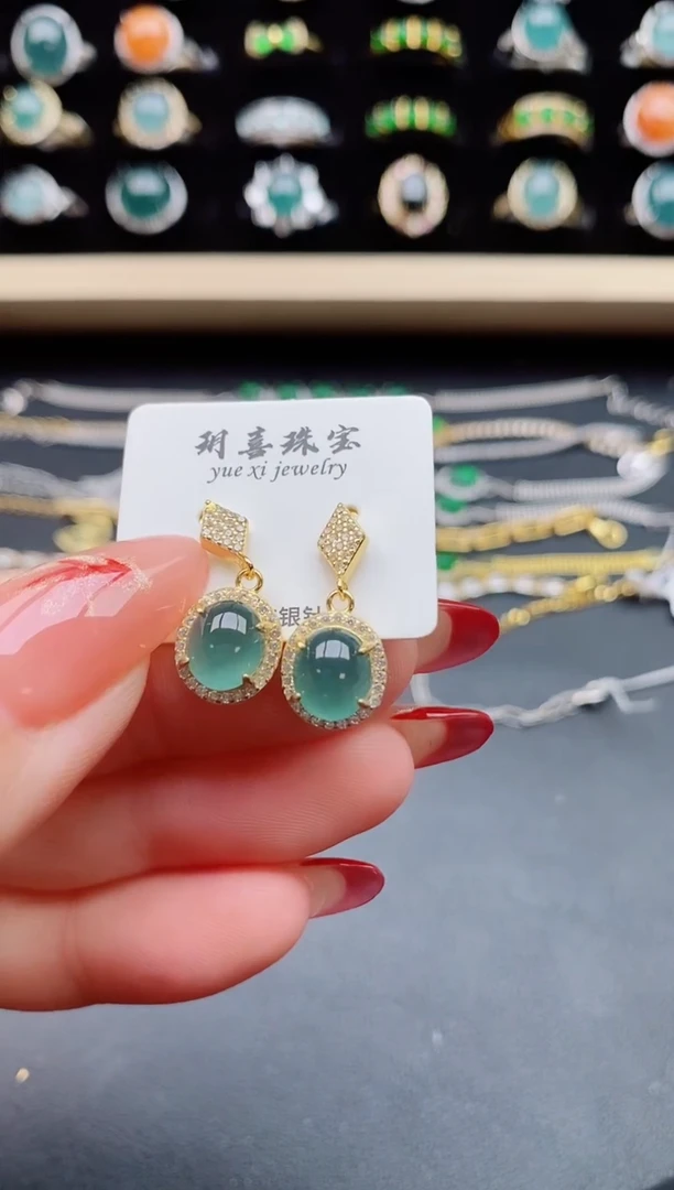 【闪购商品】翡翠耳饰银S925镶嵌855800