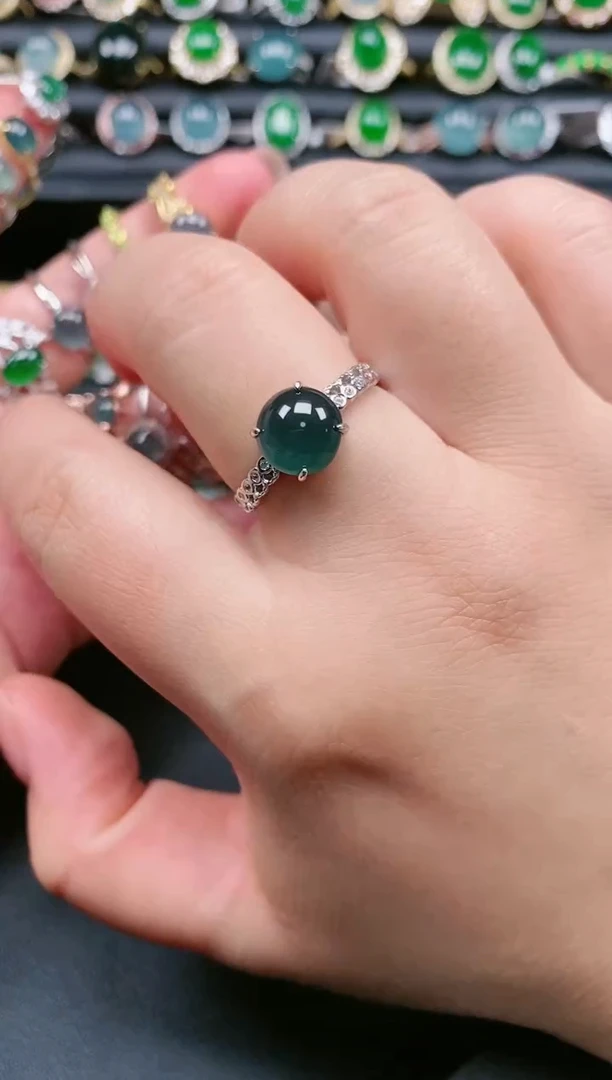 翡翠戒指银S925镶嵌111111