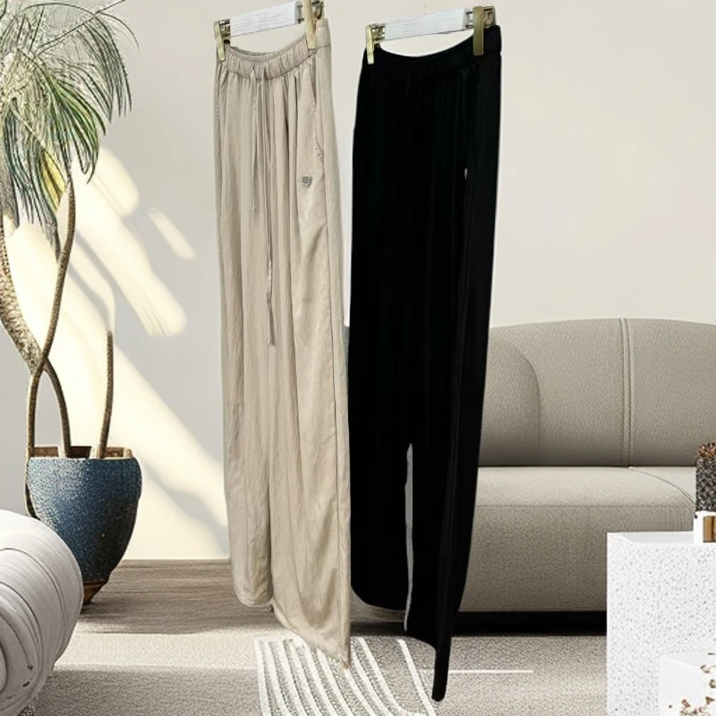 通勤日常松紧高腰抽绳直筒休闲裤慵懒感百搭遛弯可收脚25071152