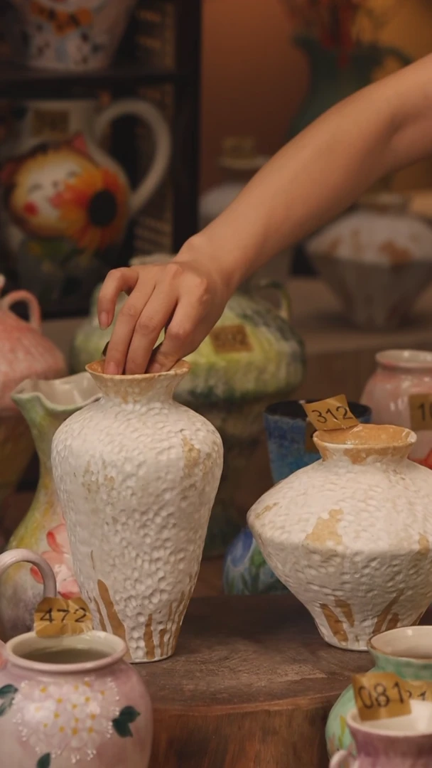 陶瓷558景德镇设计师手作花器摆件侘寂风2个