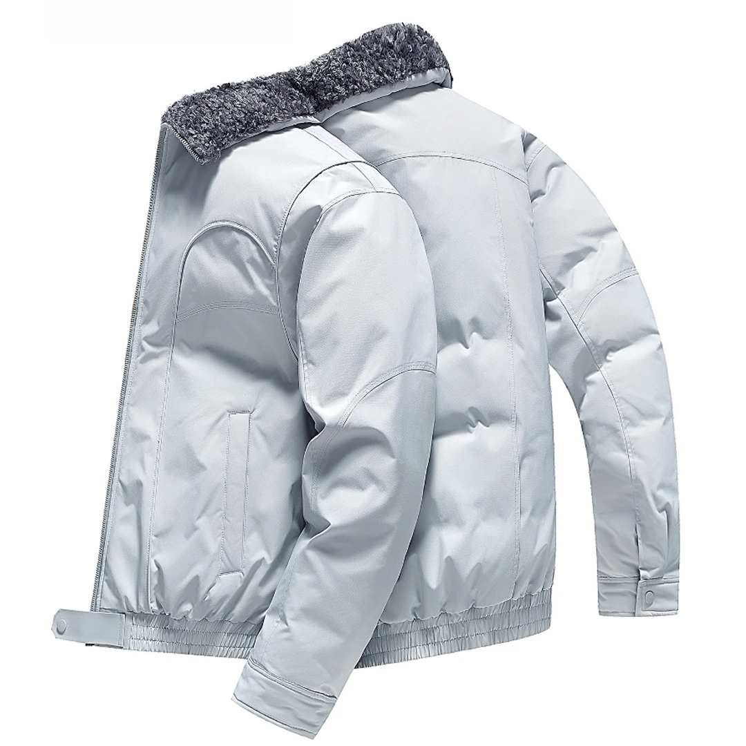 男士毛领羽绒服男装短款2025冬季新复古翻领青年潮流保暖厚外套