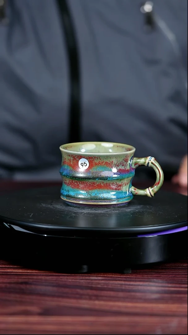 95#李盼龙一级品原矿钧瓷竹节马克杯