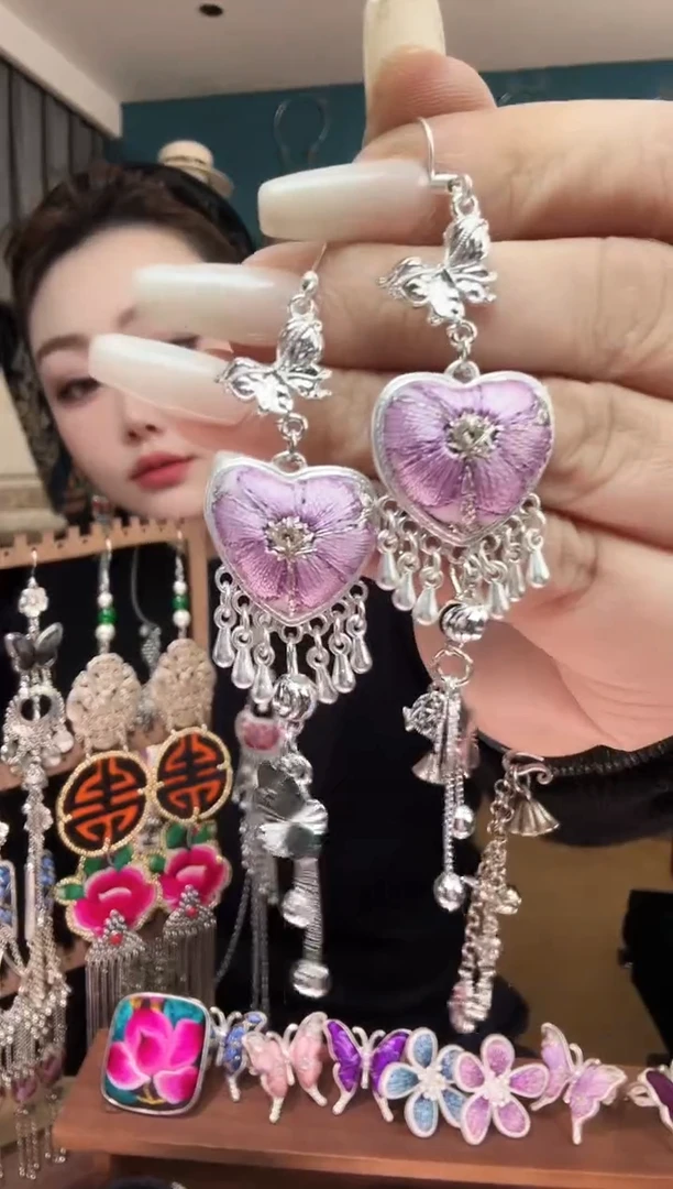 刺绣纯手工民族风刺绣耳环