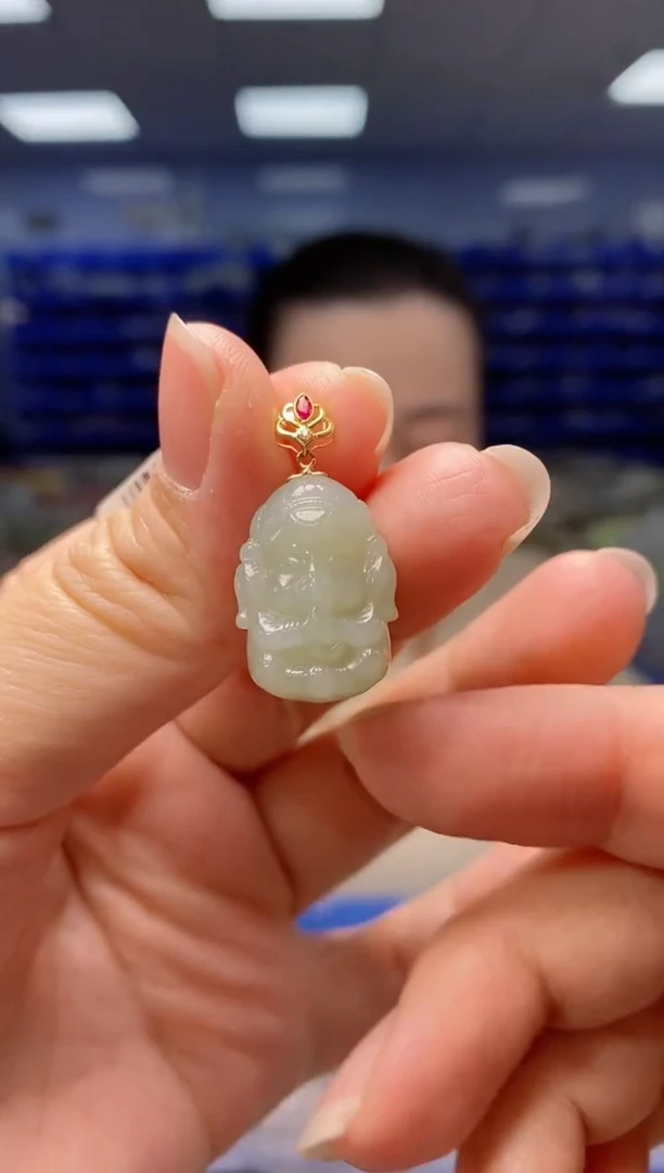 【闪购商品】和田玉吊坠(不含链)18K金镶嵌   DZ3509