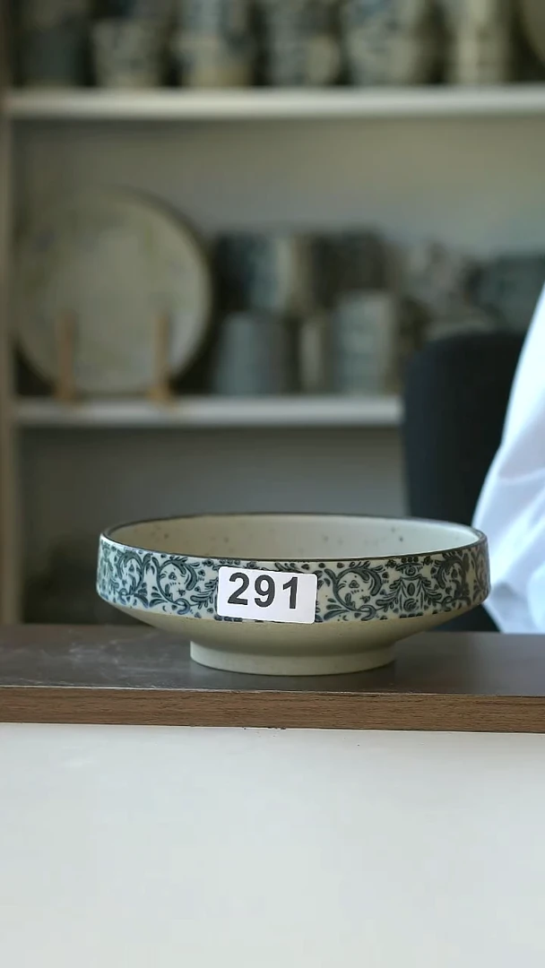 291瑕疵鸢尾花高足沙拉盘17cm@4-2@