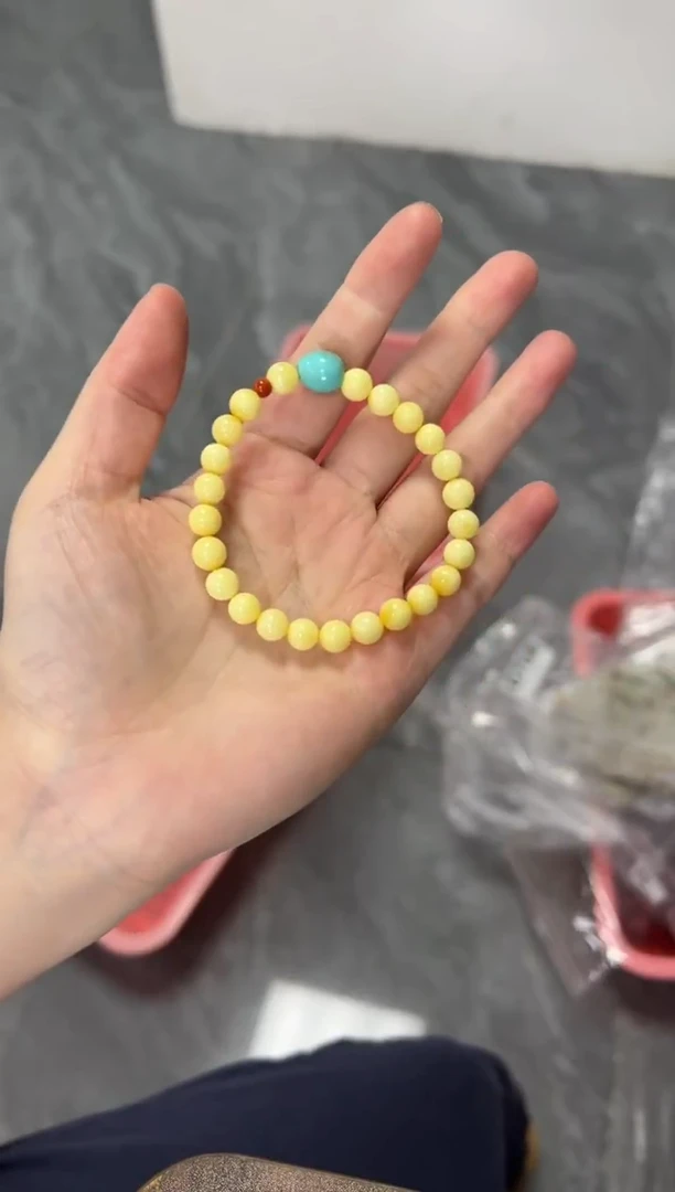 手链蜜蜡未镶嵌考***拉蜜蜡爱心款手链[多样发其一]