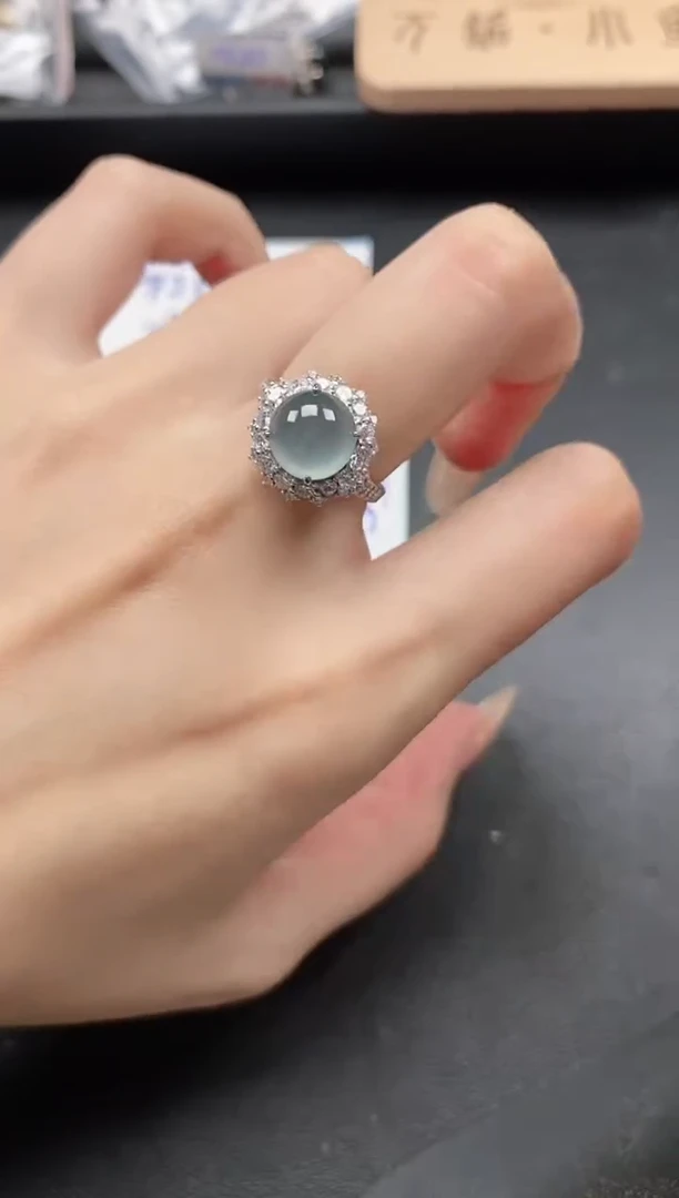 翡翠戒指银S925镶嵌51511
