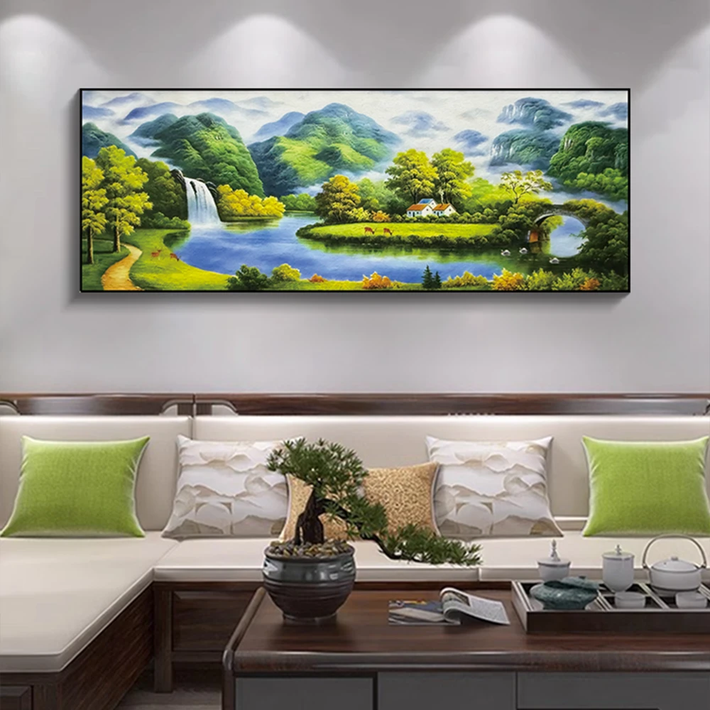 益师傅新款客厅装饰画沙发背景墙聚宝盆旺财山水画聚宝盆 70200