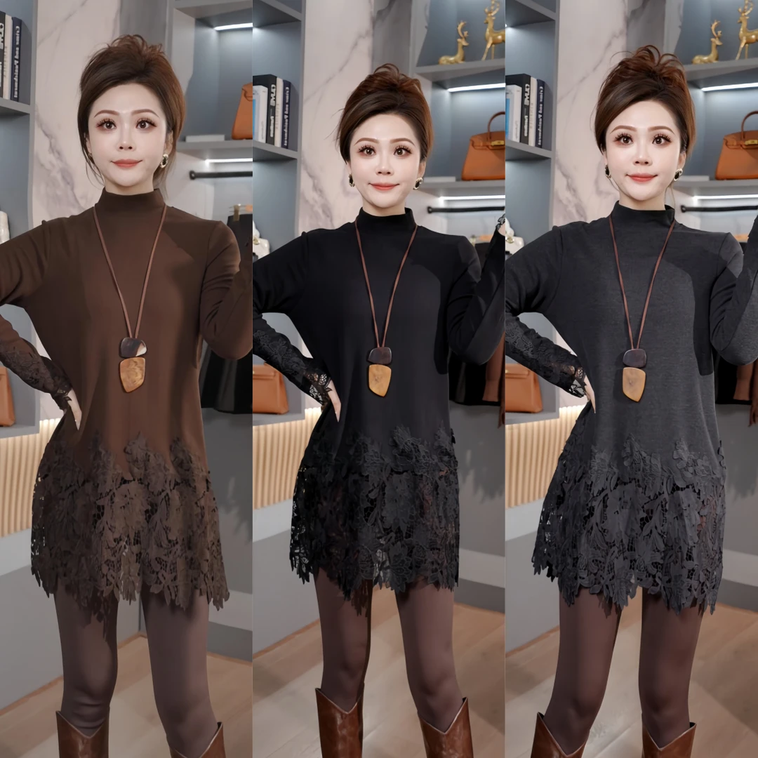 【迷醉森林】年年2025新款冬季百搭时尚拼接设计长袖打底T恤上衣