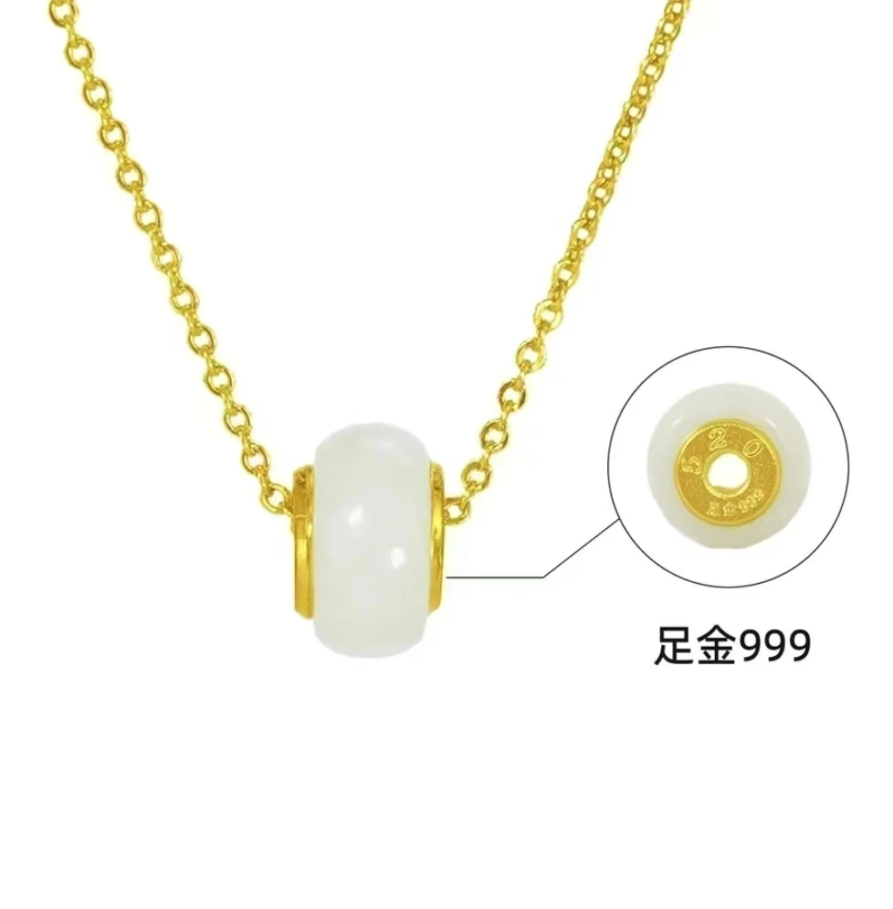 【李总专属】BM-Z027#足金黄金和田玉路路通吊坠（赠合金链）