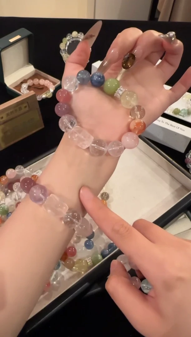 水晶手链合金捕金网多宝x1827