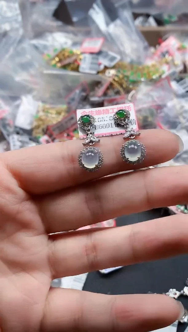 银S925镶嵌戒指翡翠天然A货缅甸翡翠