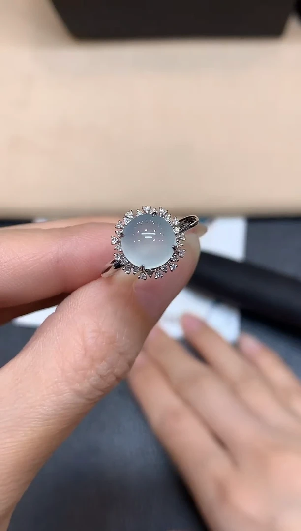 18K金镶嵌戒指翡翠【48小时鉴赏期】蛋面【无服务费