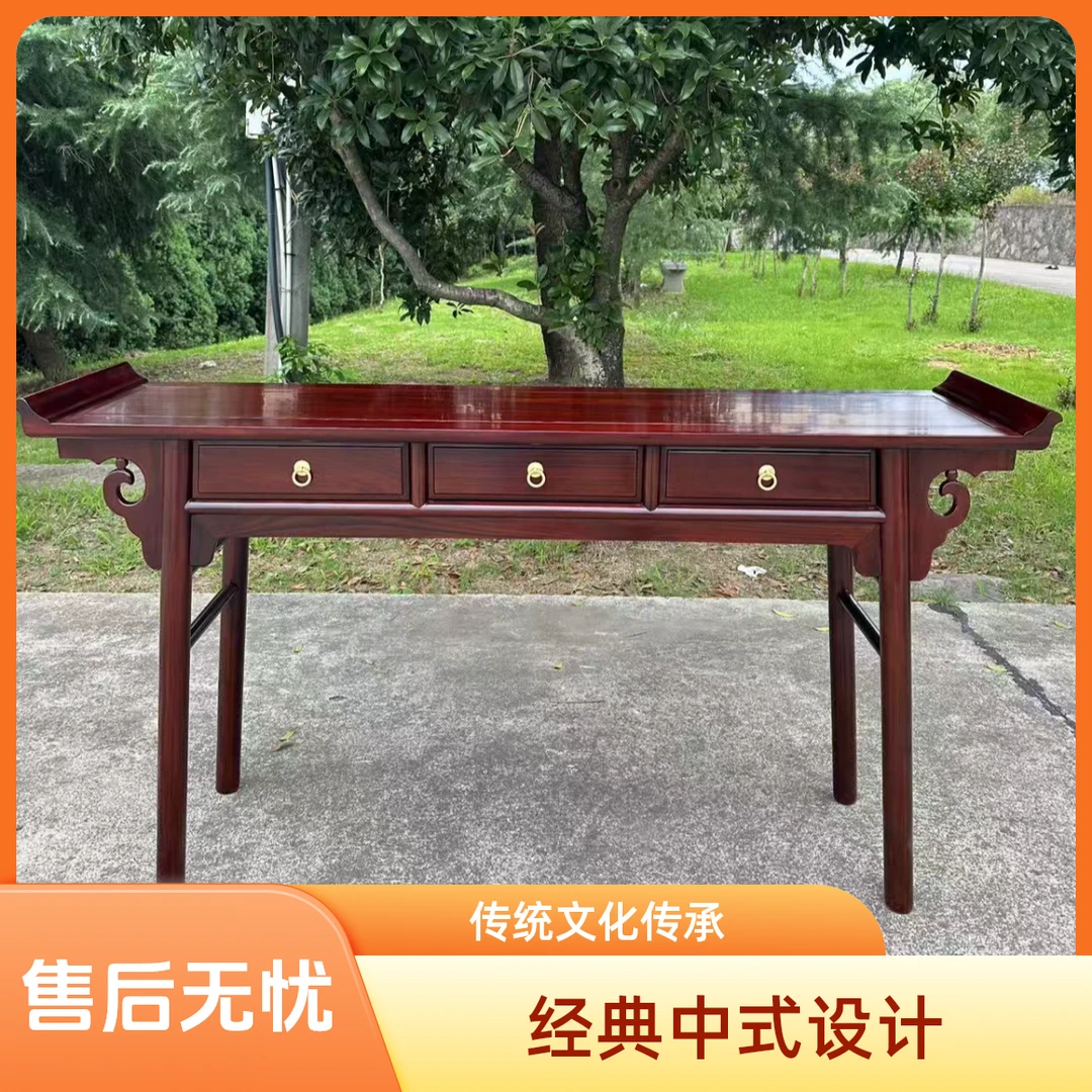 东阳红木家具 榫卯结构 翘头案 条案 条桌 储藏尺寸158*39*88
