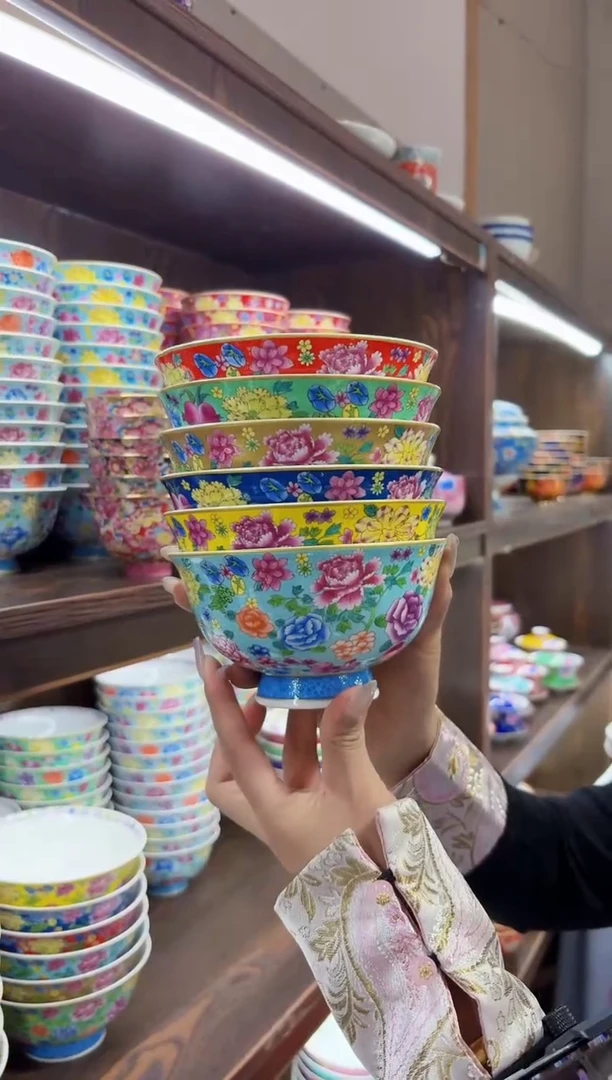 珐琅5英寸饭碗10个景德镇陶瓷