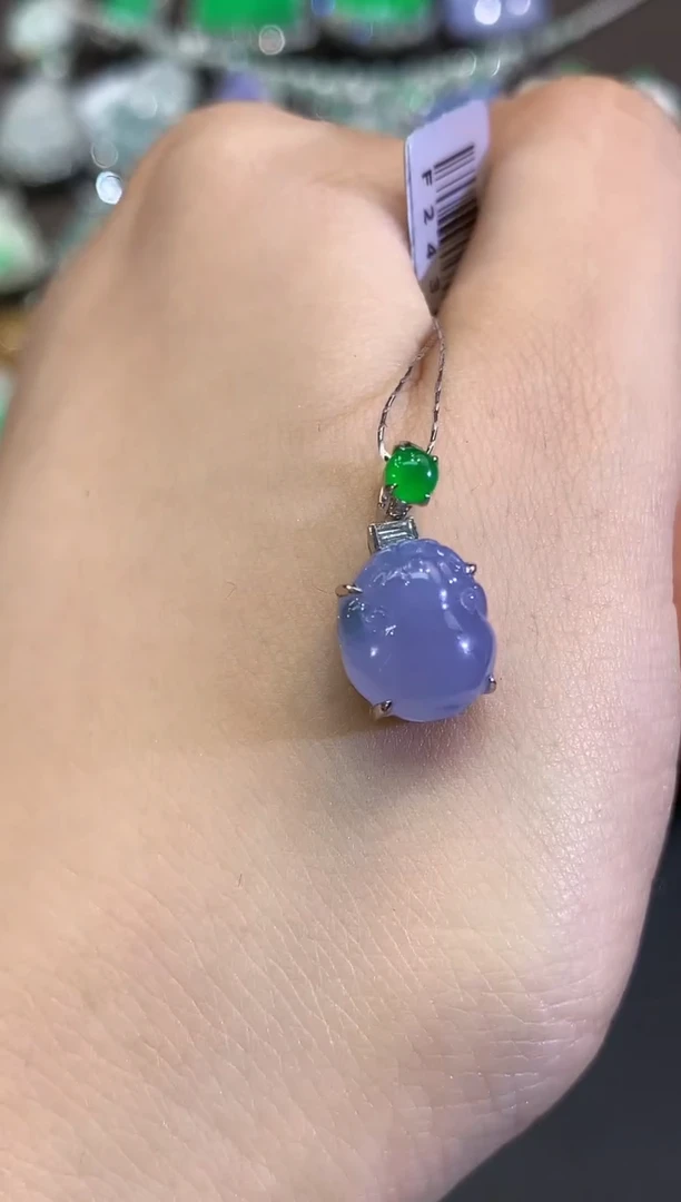 吊坠(不含链)18K金镶嵌翡翠B40 紫货有色差