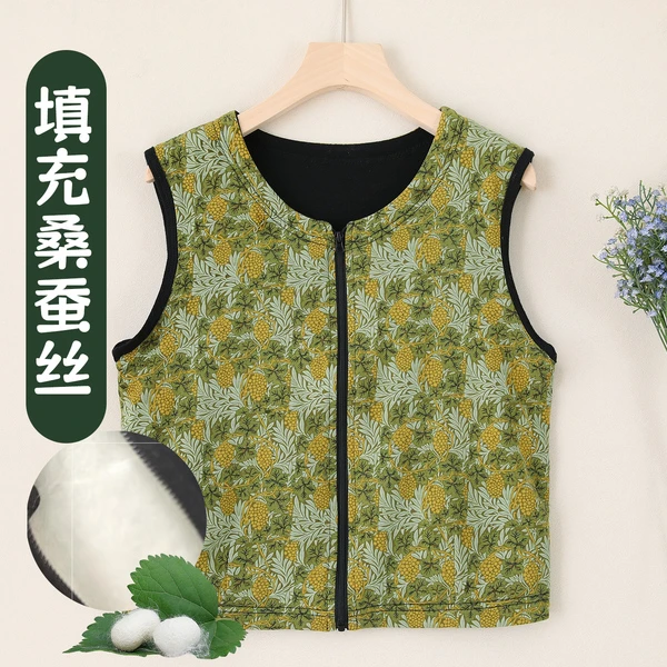 LANZIBES/蓝之蓓秋冬季桑蚕丝填充拉链背心时尚休闲马甲B7465