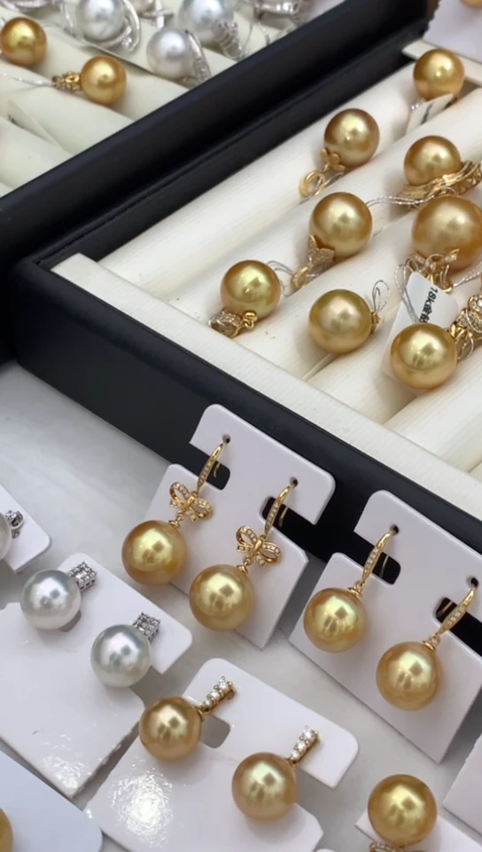 18K金镶嵌耳饰定制海水珍珠1*3545