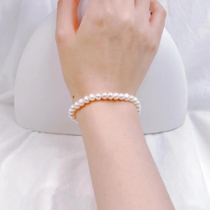 【万人迷】5-6mm淡水珍珠手串【s03】松紧简约百搭