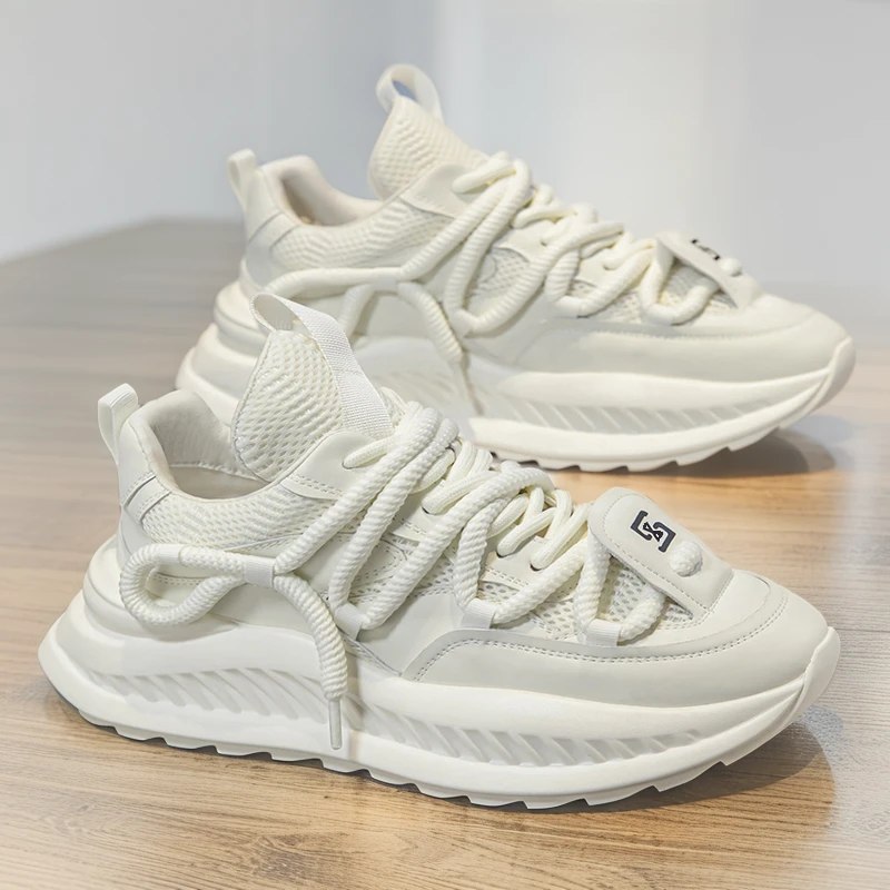 厚底老爹鞋男款2025新款夏季透气内增高鞋子男潮鞋超火休闲运动鞋