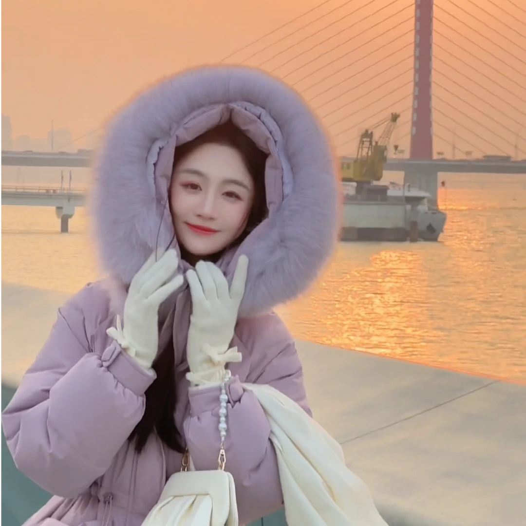 苏醒的乐园冬季新品时尚气质狐狸毛领中长款羽绒服冬季羽绒服女