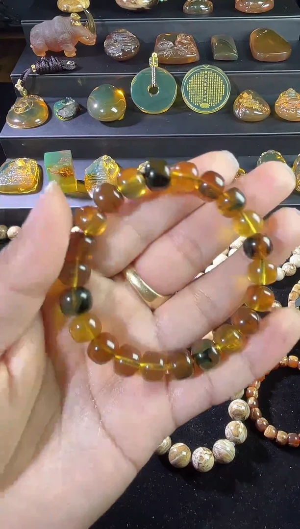 琥珀颈饰未镶嵌特色老型植物珀手串10mm