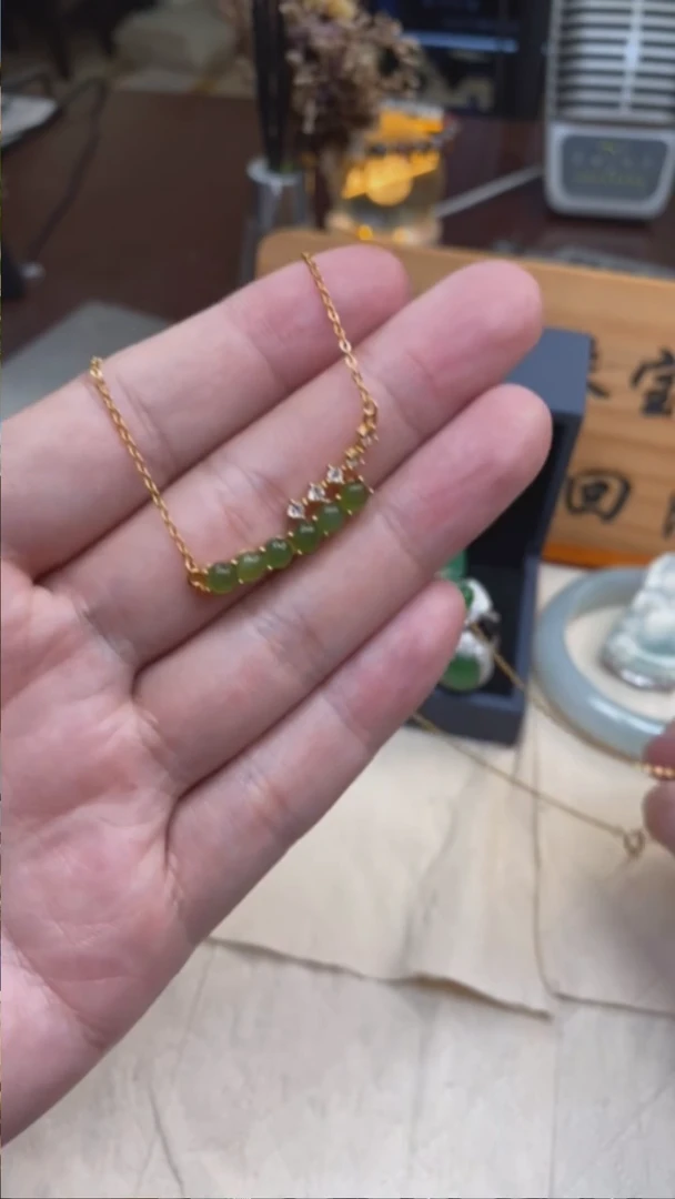 和田玉银S925镶嵌颈饰14707