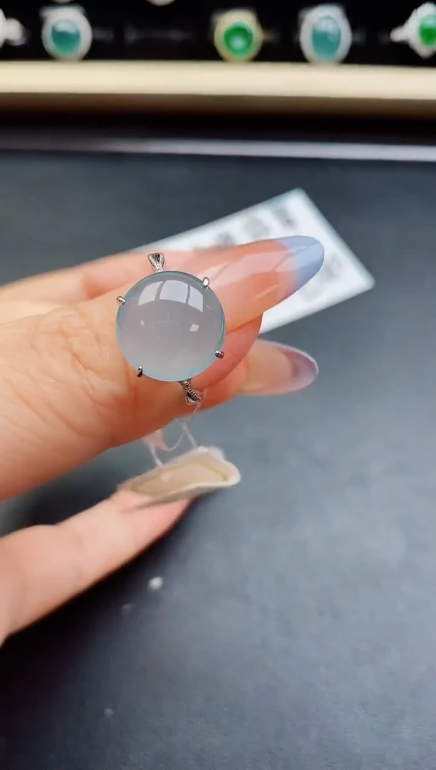 翡翠戒指银S925镶嵌8500