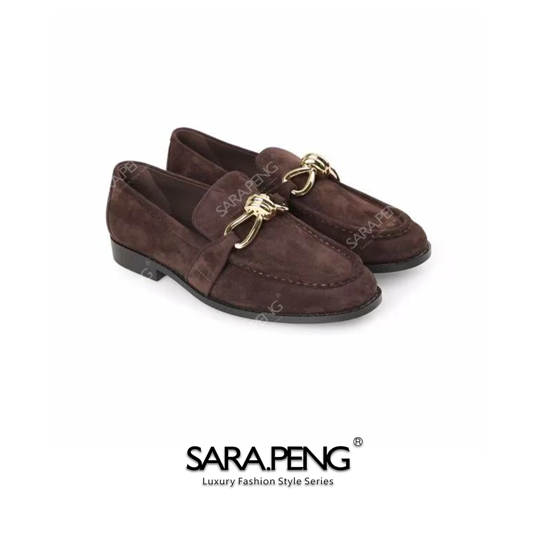 SARA.PENG潮流金属｜新款潮流百搭金属结平底洋气乐福鞋｜1D168298