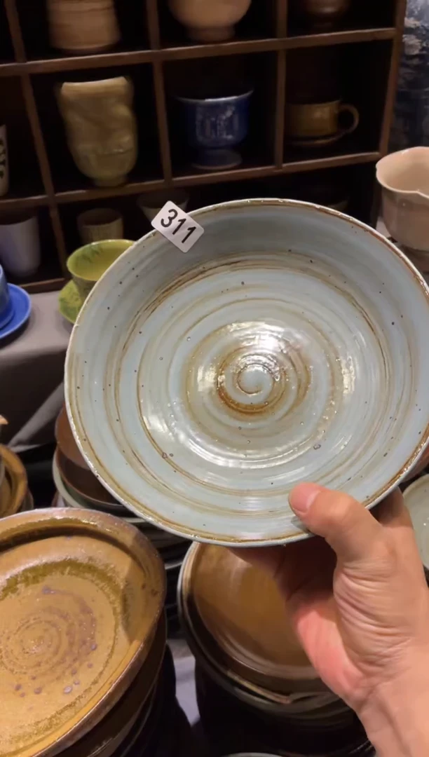 瓷片我****的311蓝麻点深盘1个