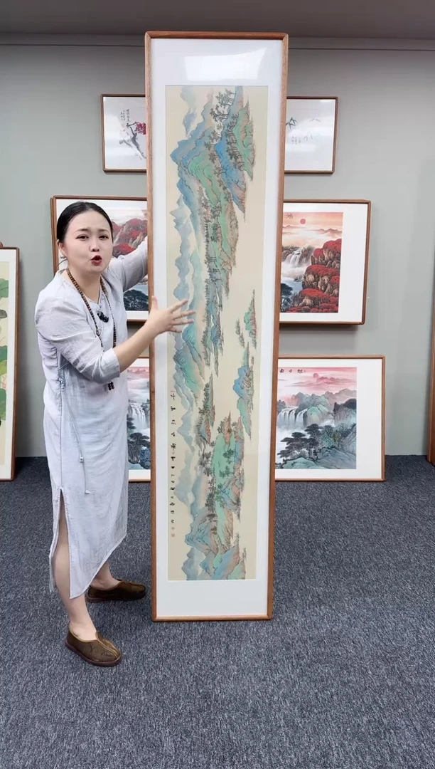 国画千里江山图210*45手绘作品