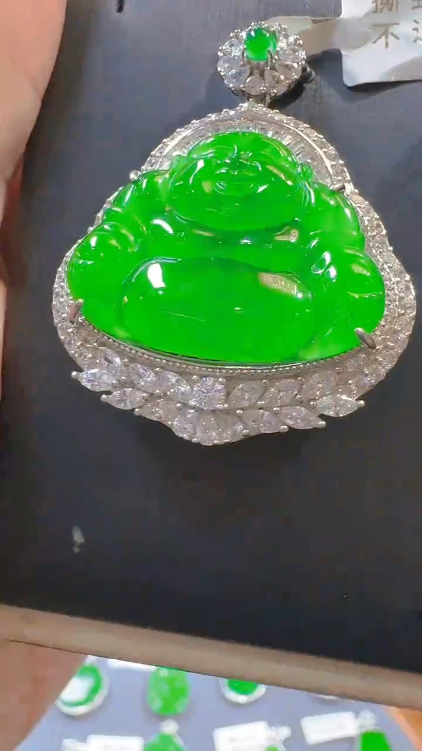 翡翠银S925镶嵌吊坠(赠链)天然A货翡翠