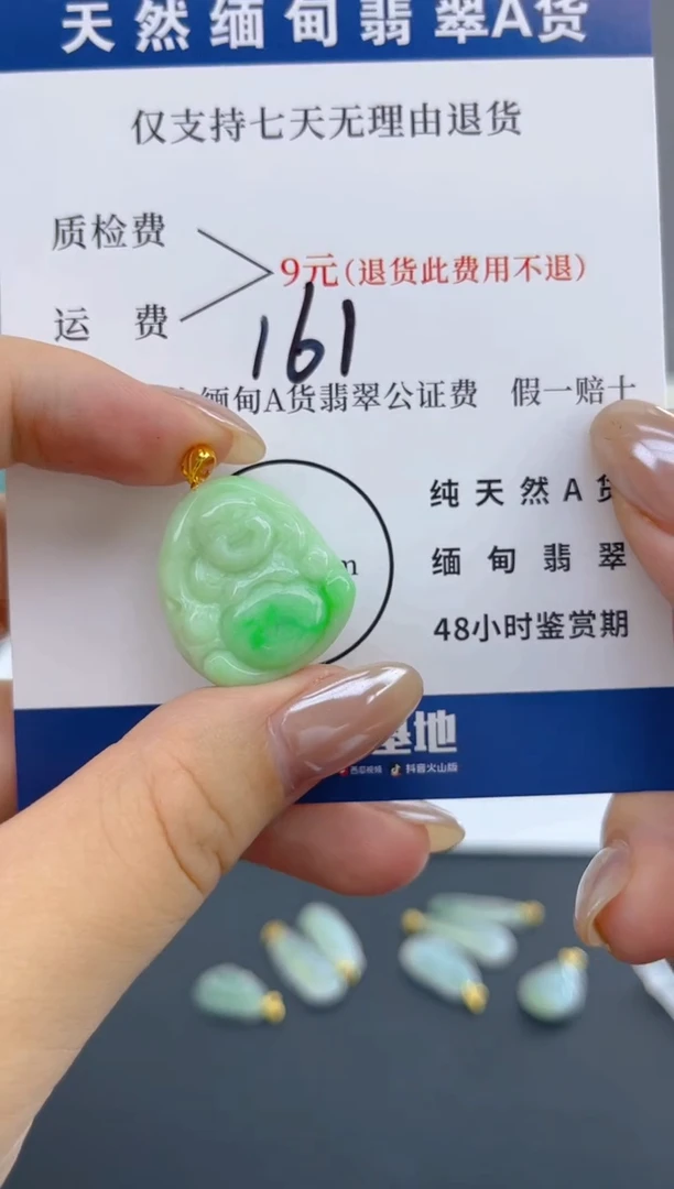 颈饰18K金镶嵌翡翠天然A货翡翠