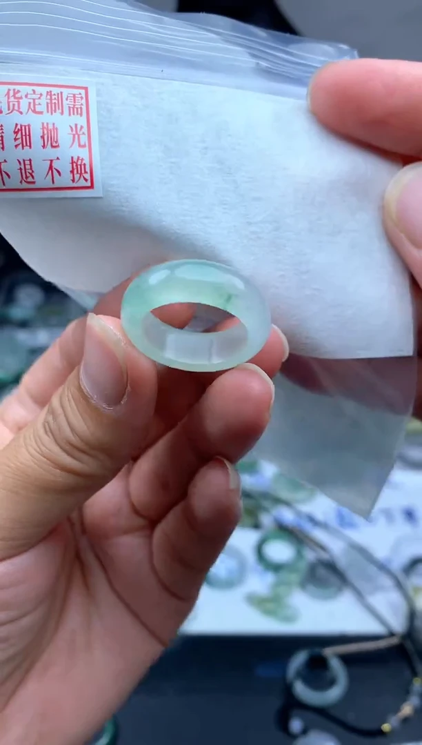 定制翡翠未镶嵌毛货需精细抛光戒圈15#