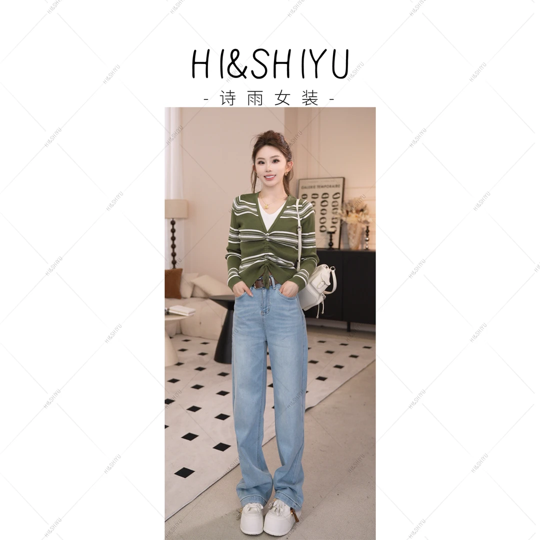 HISHIYU【报恩裤】 2025冬装新款加厚加绒直筒牛仔裤送腰带YSB4376