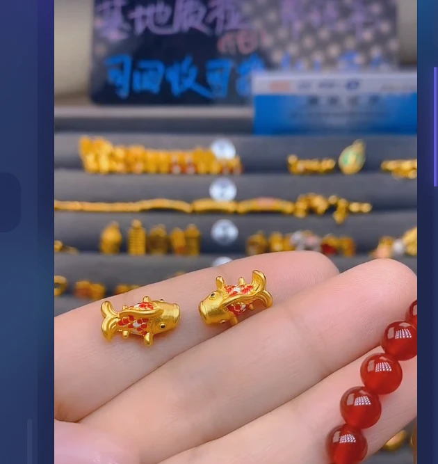 足金999锦鲤2个玛 瑙手串/ 多样性发