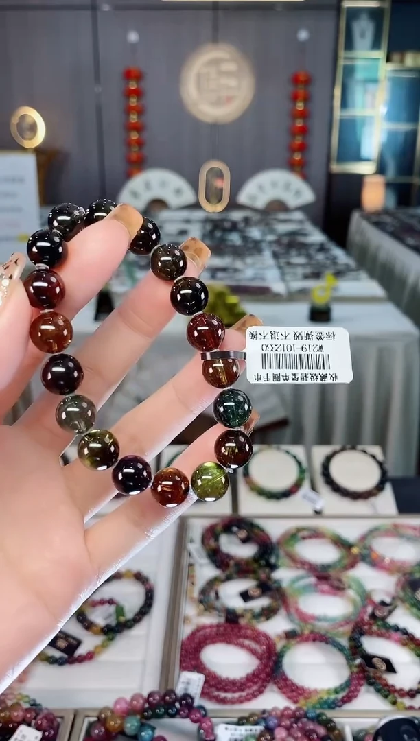 未镶嵌老矿碧玺黑糖净体单圈手串10mm+碧玺dan多样性发货一条