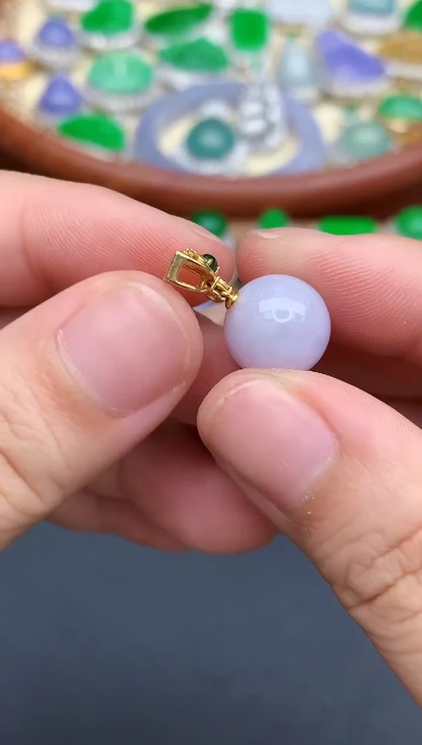 颈饰18K金镶嵌翡翠162-春日珠宝