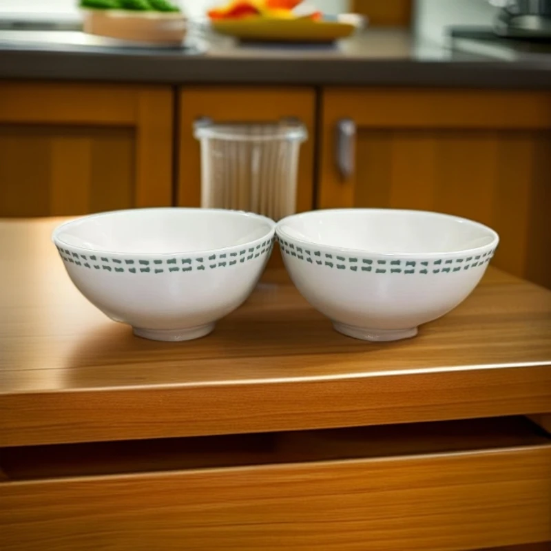 【JL家】11.5*6CM 绿色花卉米饭碗 小汤碗 釉下彩带内绘 两个装