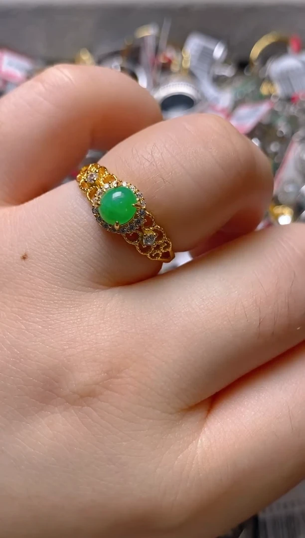 银S925镶嵌戒指翡翠百内无证书