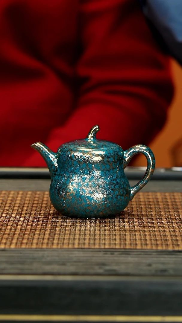 【闪购商品】紫砂茶壶HST44古天青葫芦 绿金