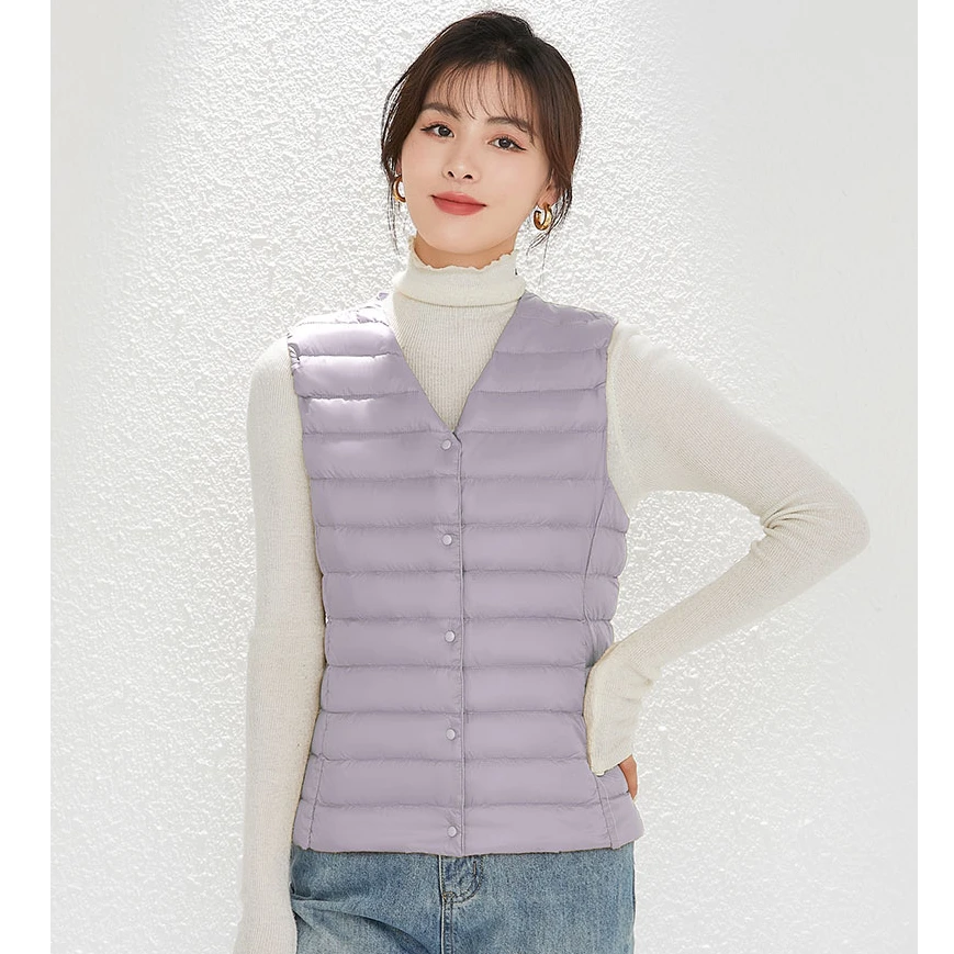 90绒女马甲休闲打底圆领可变V领羽绒马甲桥圩羽绒服荷城羽绒8901