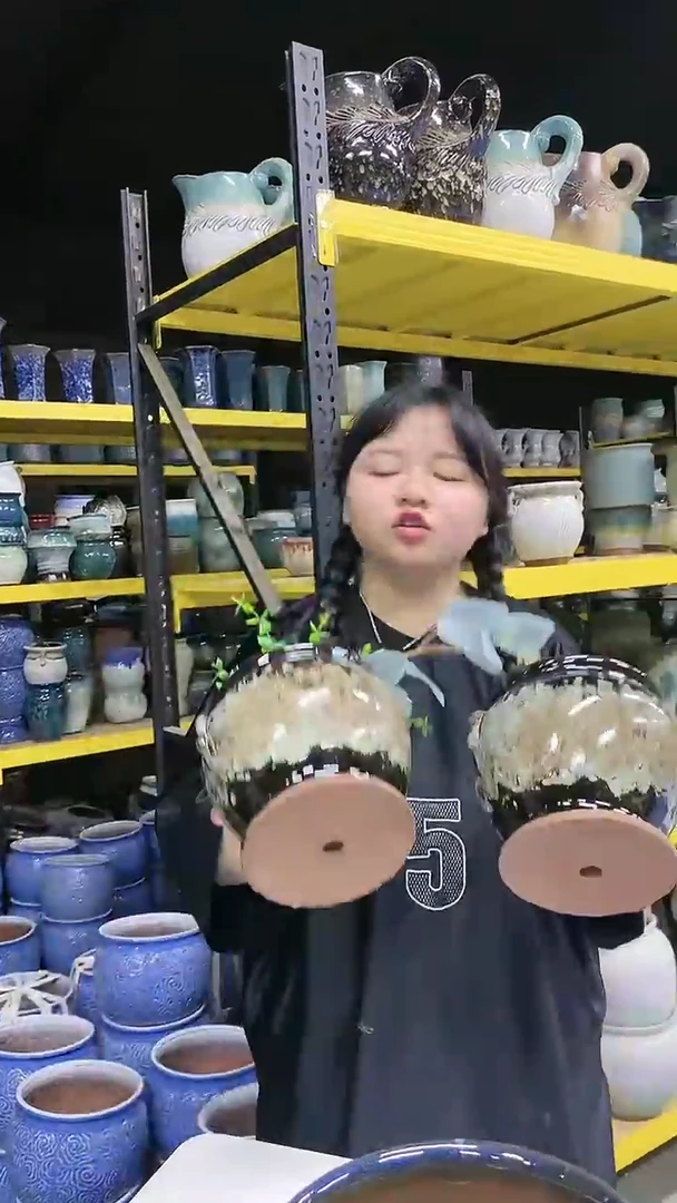 宜兴紫砂粗陶花盆