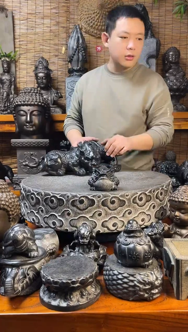 石材10金蟾天然青石雕刻